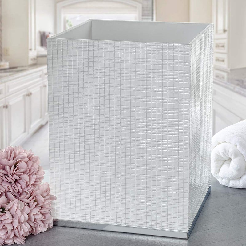 Creative Scents Estella Waste Basket for Bathroom 1.98 Gal / 7.5L - Small White Bathroom Trash Can - Decorative Small Garbage Can - Durable Space Friendly Wastebasket - Image 3
